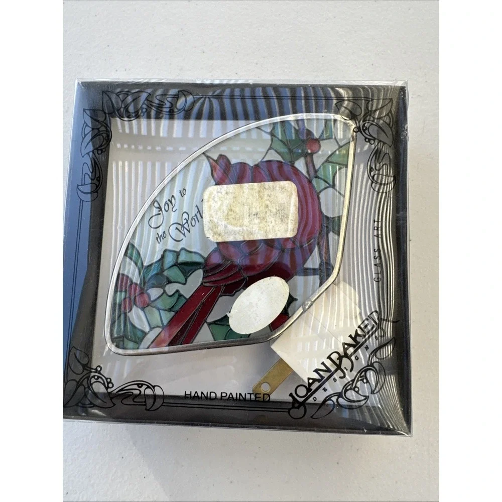 VTG 2004 Joan Baker Nightlight Red Cardinal Stained Glass Handpainted In Box